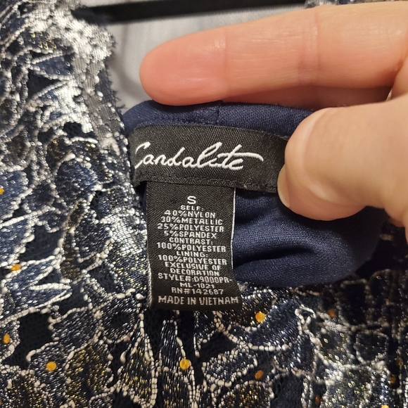 Embroidered Navy Blue Evening Gown - Picture 9 of 9